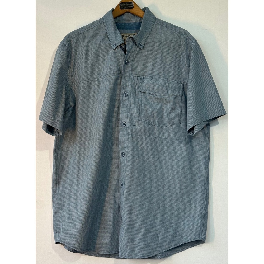 Duluth Trading Co Button Down Short Sleeve Mens Large Blue Excellent